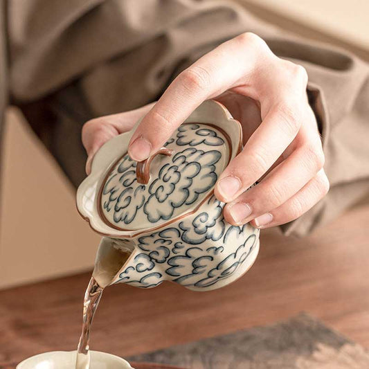 Cloud-patterned Chinese Hand-held Ceramic Easy Gaiwan Crackle 70ml-2
