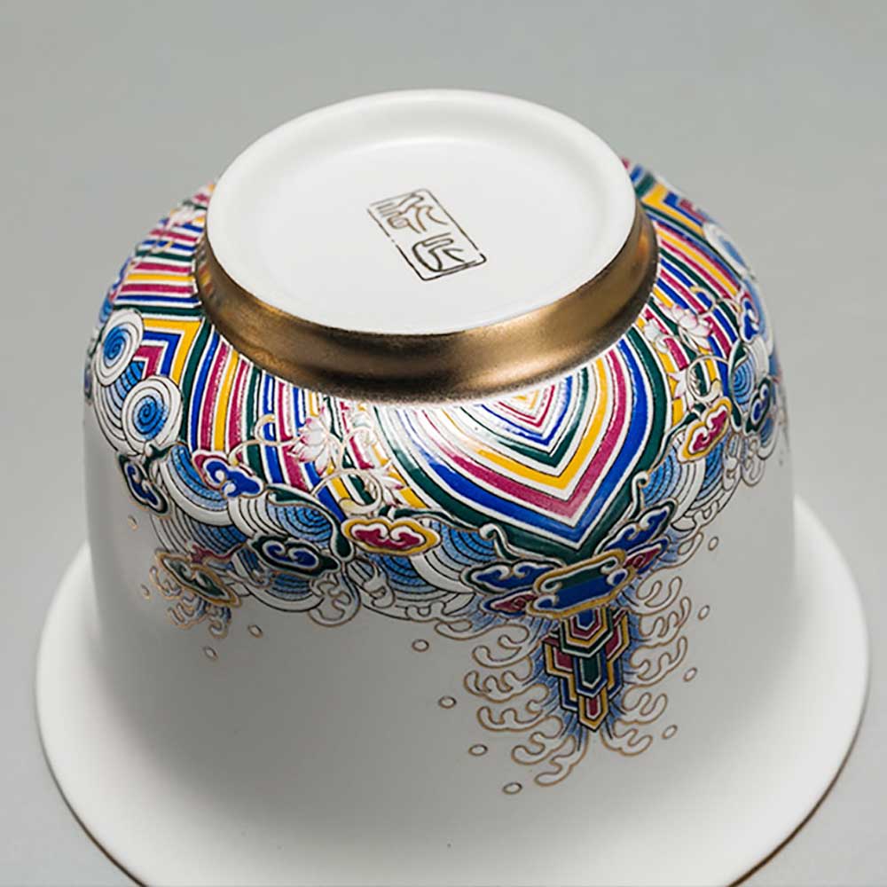 Gold Silk Enamel Color Ceramic Handmade Gaiwan