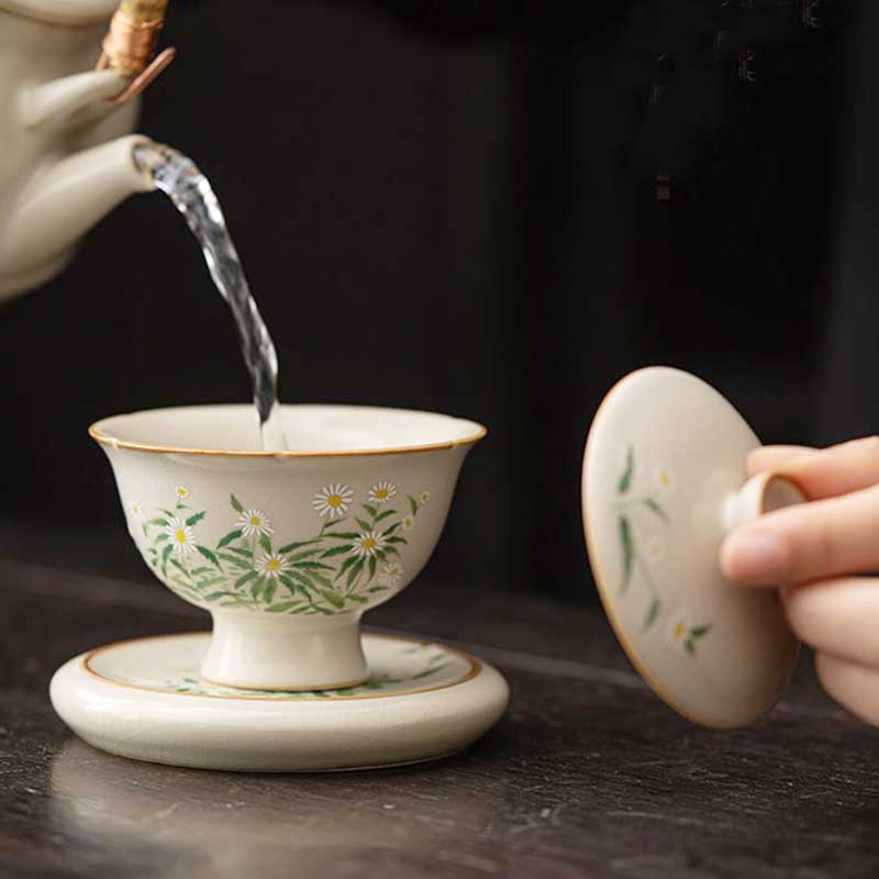 Ru Kiln Elegant Ceramic Gaiwan