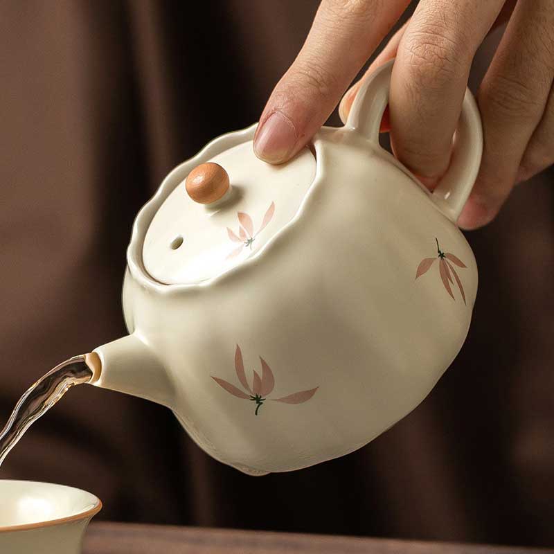 Beige-Glazed-Orchid-Bud-Ceramic-Teapot-158ml-1