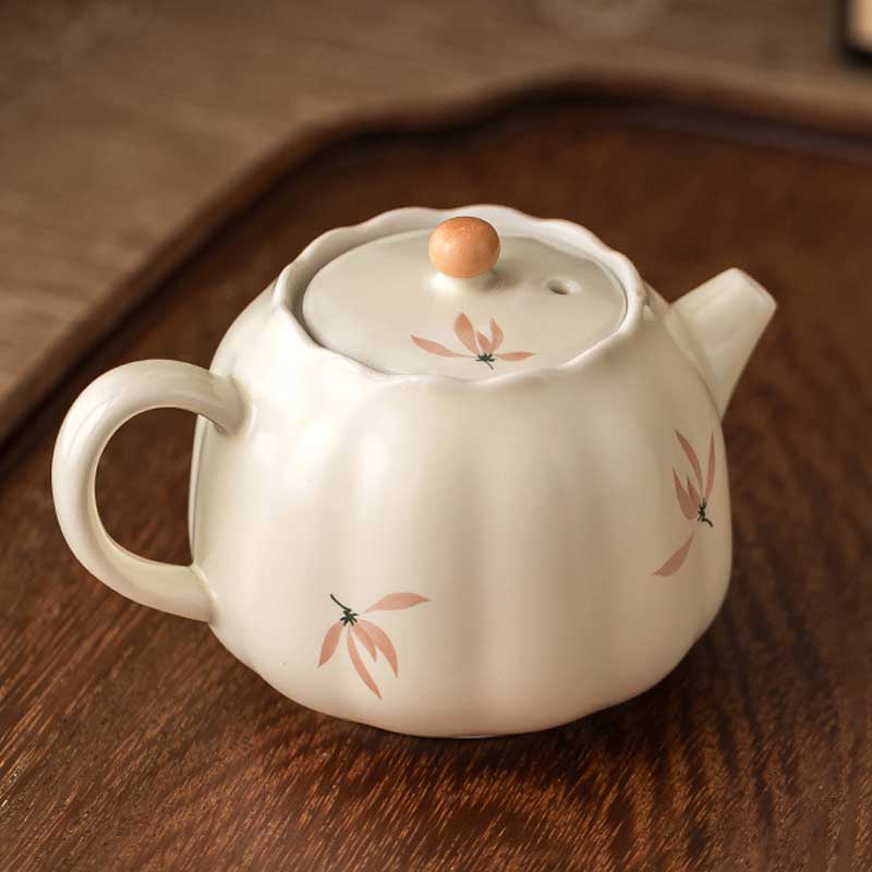 Beige-Glazed-Orchid-Bud-Ceramic-Teapot-158ml-2