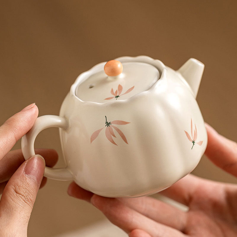 Beige-Glazed-Orchid-Bud-Ceramic-Teapot-158ml-4