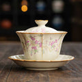 Beige Ru Kiln Plum Blossom Ceramic Gaiwan-1
