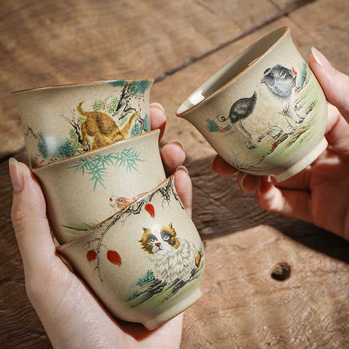 Chinese 12 Zodiac Ceramic Tea Master Cups 130ml