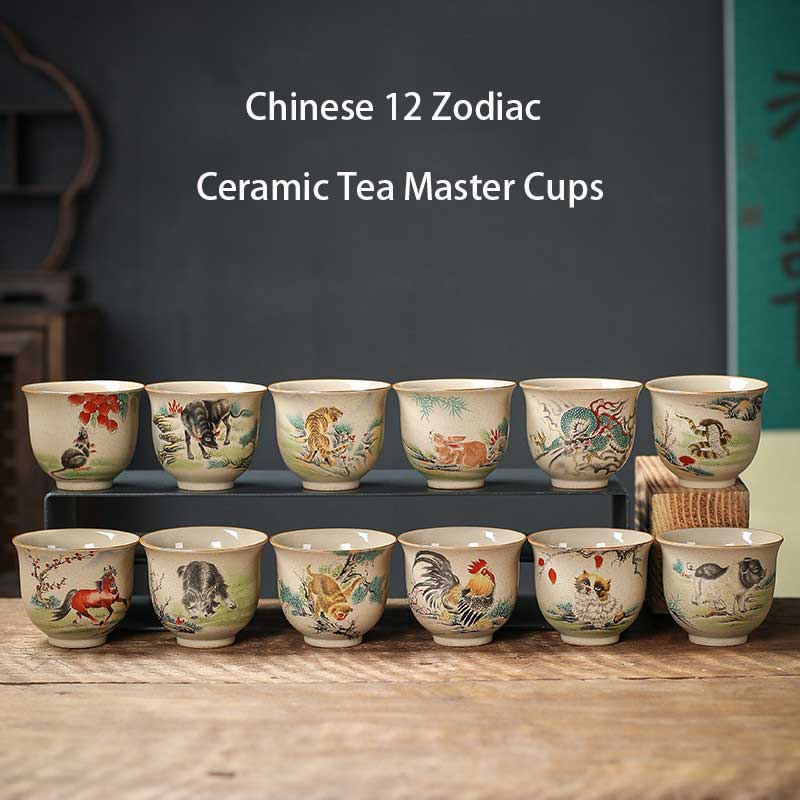 Chinese 12 Zodiac Ceramic Tea Master Cups 130ml