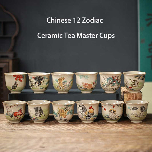 Chinese 12 Zodiac Ceramic Tea Master Cups 130ml