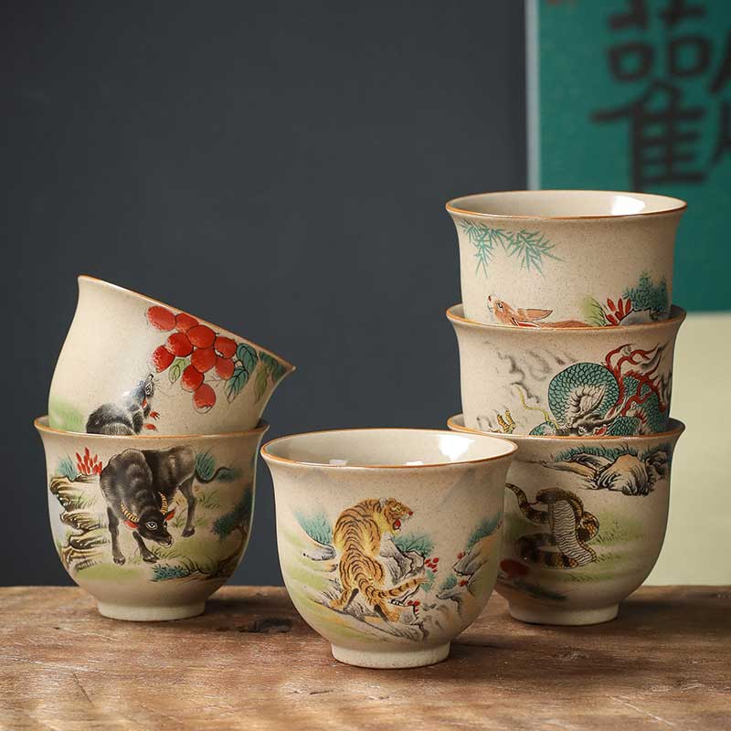 Chinese 12 Zodiac Ceramic Tea Master Cups 130ml