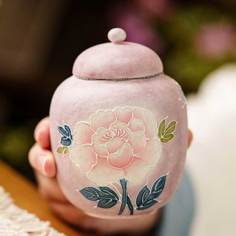 Chinese-Ceramic-Airtight-Tea-Canister-with-Relief-Painted-Peonies-2