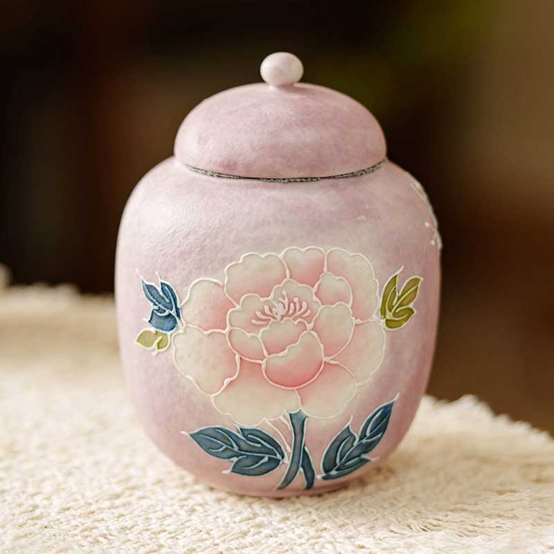 Chinese-Ceramic-Airtight-Tea-Canister-with-Relief-Painted-Peonies-6