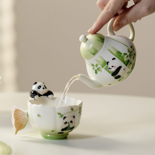 Chinese Hand-Painted Panda Ceramic Teapot 150ml-2