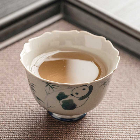 Chinese-Hand-Painted-Panda-Playing-with-Bamboo-Ceramic-Tea-Cup-60ml-2