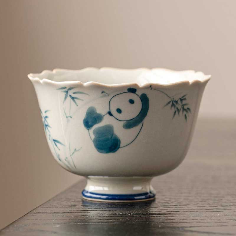 Chinese-Hand-Painted-Panda-Playing-with-Bamboo-Ceramic-Tea-Cup-60ml-3