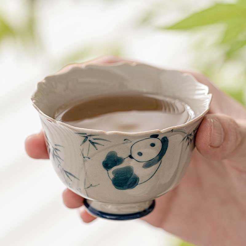 Chinese-Hand-Painted-Panda-Playing-with-Bamboo-Ceramic-Tea-Cup-60ml-4