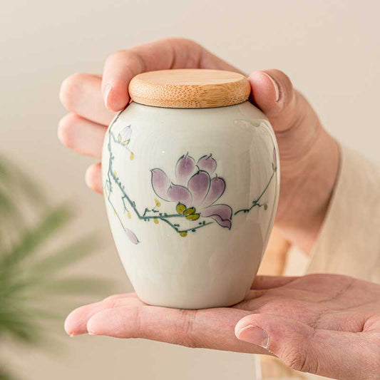 Chinese-Hand-painted-Airtight-Ceramic-Tea-Caddy-with-Magnolia-Flower-1