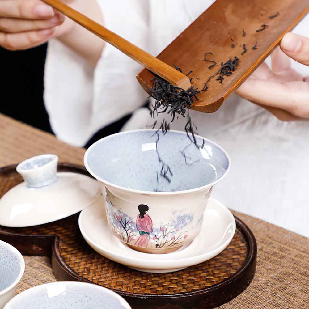 Chinese Jun Kiln Handmade Painted Ceramic Gaiwan-3