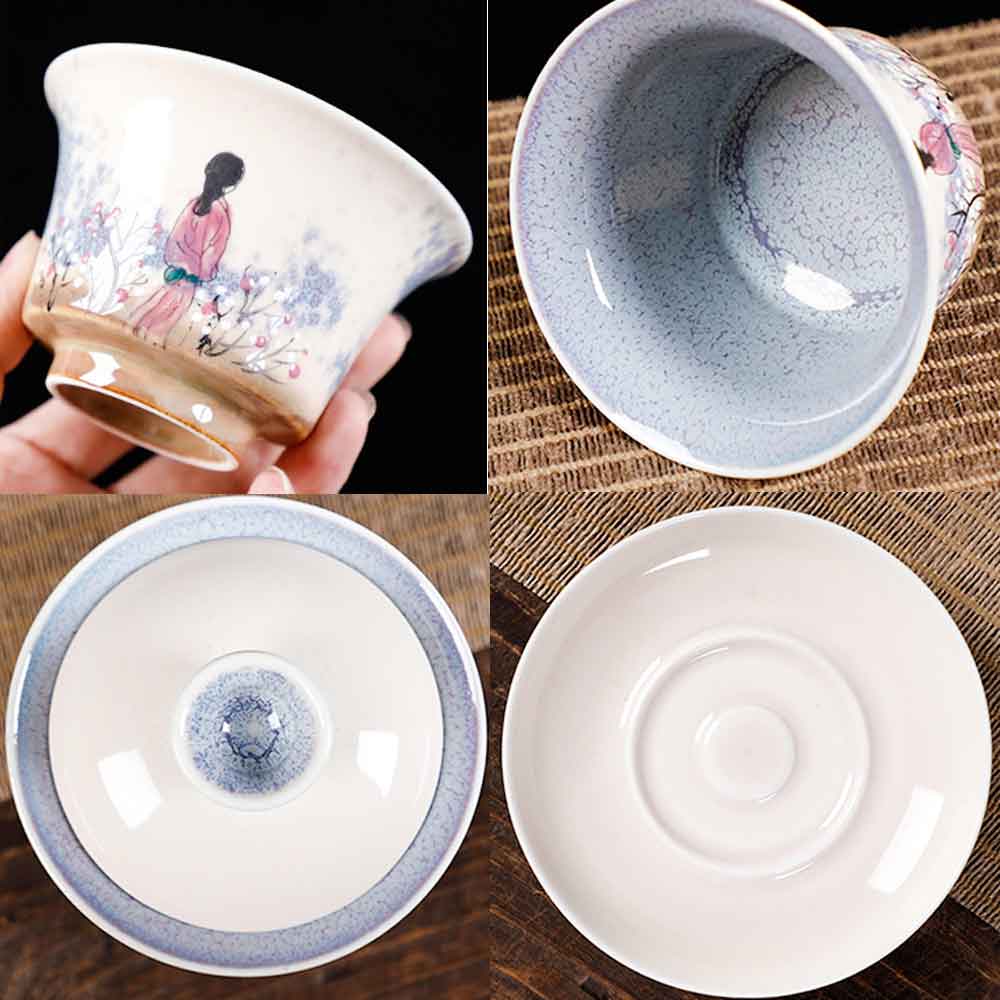 Chinese Jun Kiln Handmade Painted Ceramic Gaiwan-5