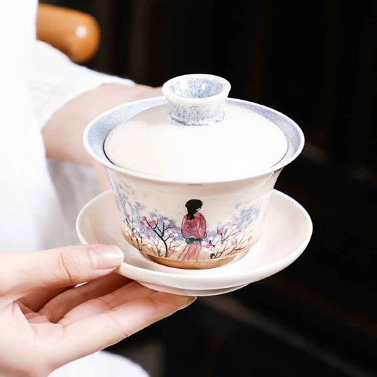 Chinese Jun Kiln Handmade Painted Ceramic Gaiwan-6