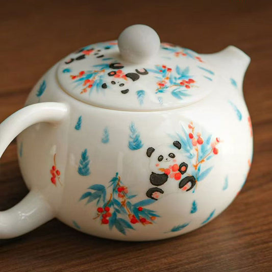 Chinese-Panda-White-Porcelain-Teapot-200ml-2