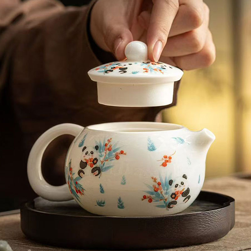 Chinese-Panda-White-Porcelain-Teapot-200ml-3