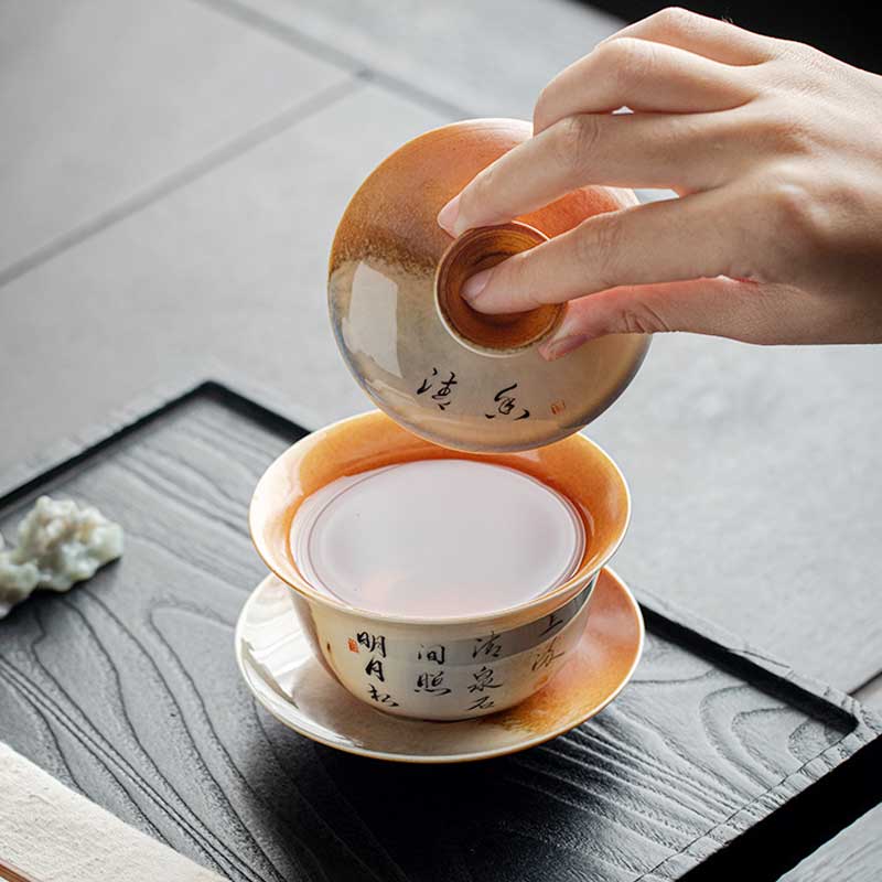 Chinese Poetry Ceramic Gaiwan-4