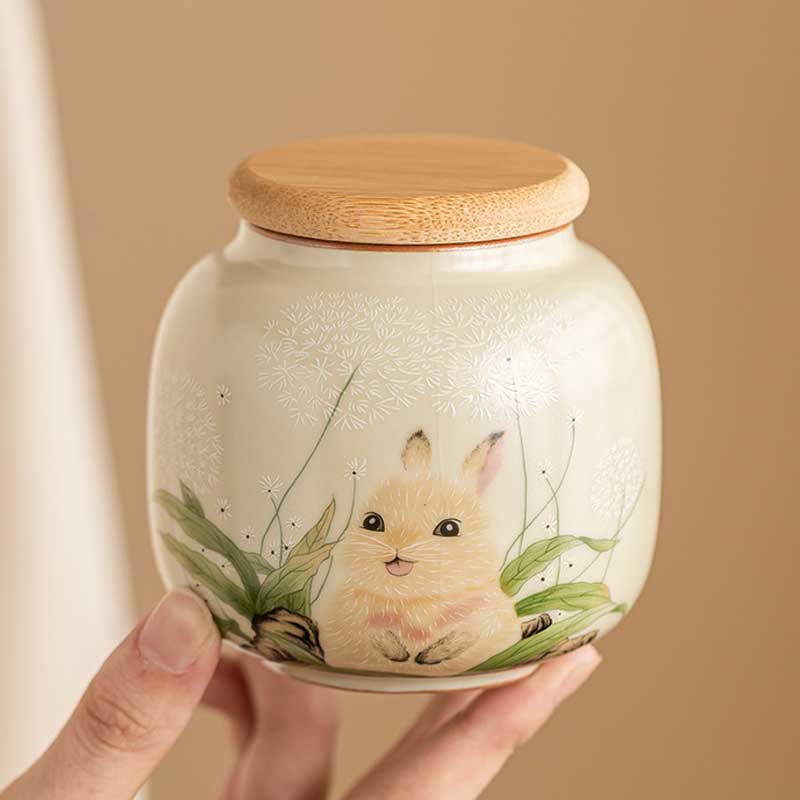 Chinese-Ru-Ware-Cute-Rabbit-Ceramic-Airtight-Tea-Canister-with-Crackle-Glaze-1