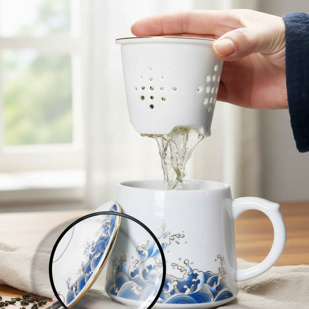 Chinese Ceramic Tea Cup Mug With Tea Strainer-4