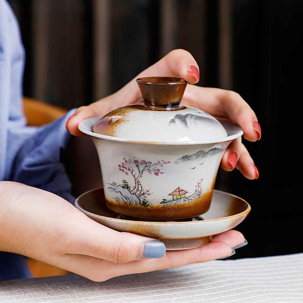 Chinese Retro Handmade Ceramic Gaiwan