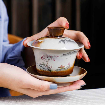 Chinese Retro Handmade Ceramic Gaiwan