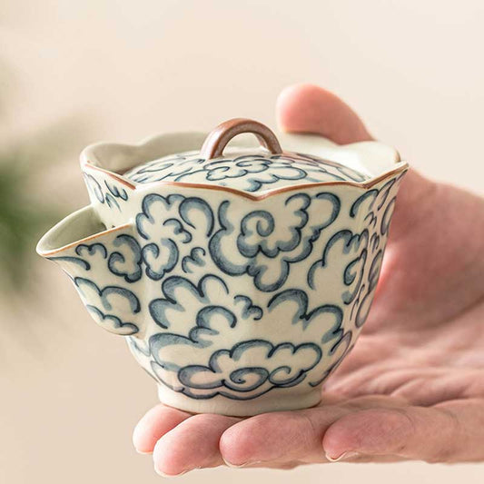 Cloud-patterned Chinese Hand-held Ceramic Easy Gaiwan Crackle 70ml-1