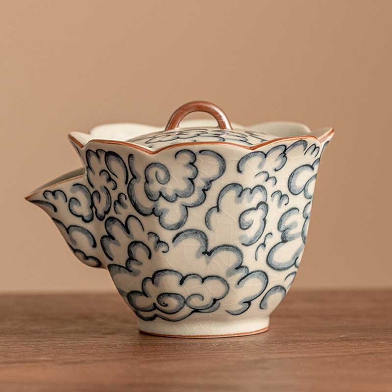 Cloud-patterned Chinese Hand-held Ceramic Easy Gaiwan Crackle 70ml-3