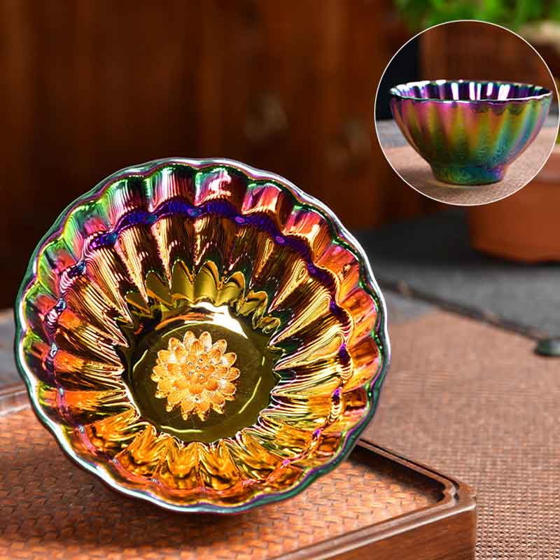 Colorful Gilding Tenmoku Jian Ware Ceramic Tea Cup-1