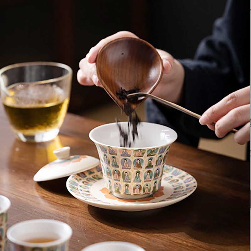 Dunhuang Thousand Buddha Ceramic Gaiwan-6