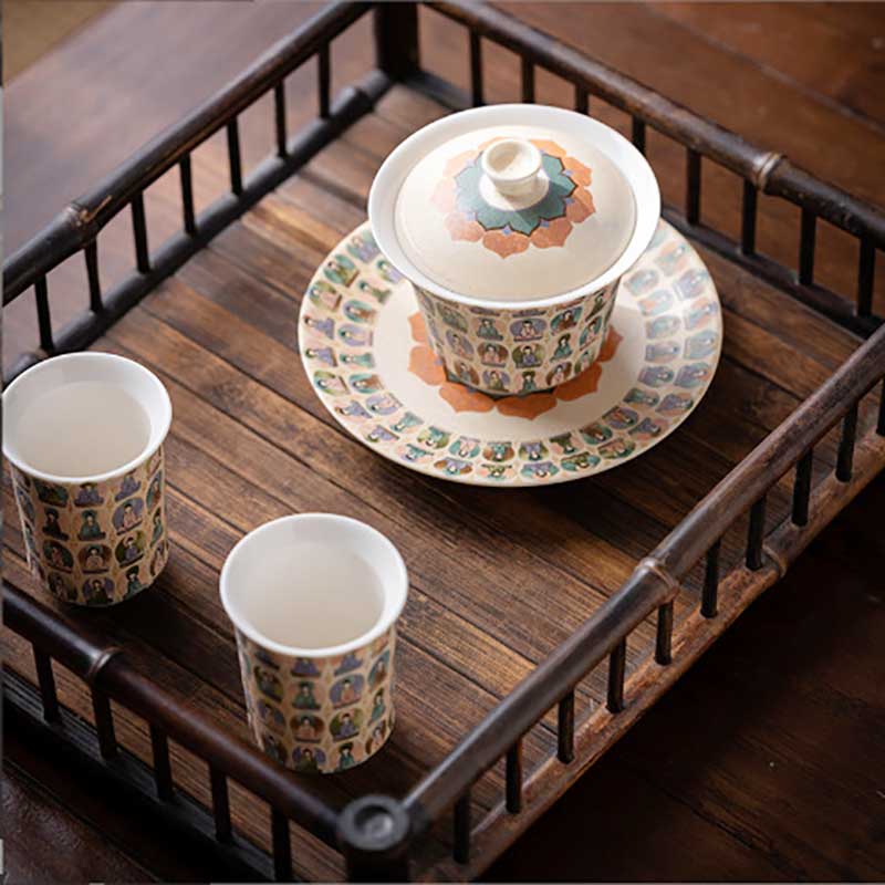 Dunhuang Thousand Buddha Ceramic Gaiwan-4