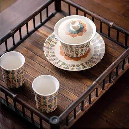 Dunhuang Thousand Buddha Ceramic Gaiwan-4