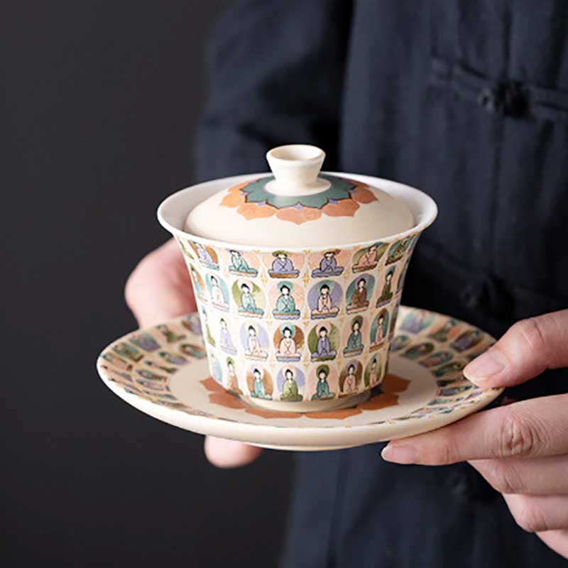 Dunhuang Thousand Buddha Ceramic Gaiwan-1