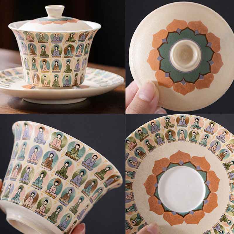 Dunhuang Thousand Buddha Ceramic Gaiwan-3