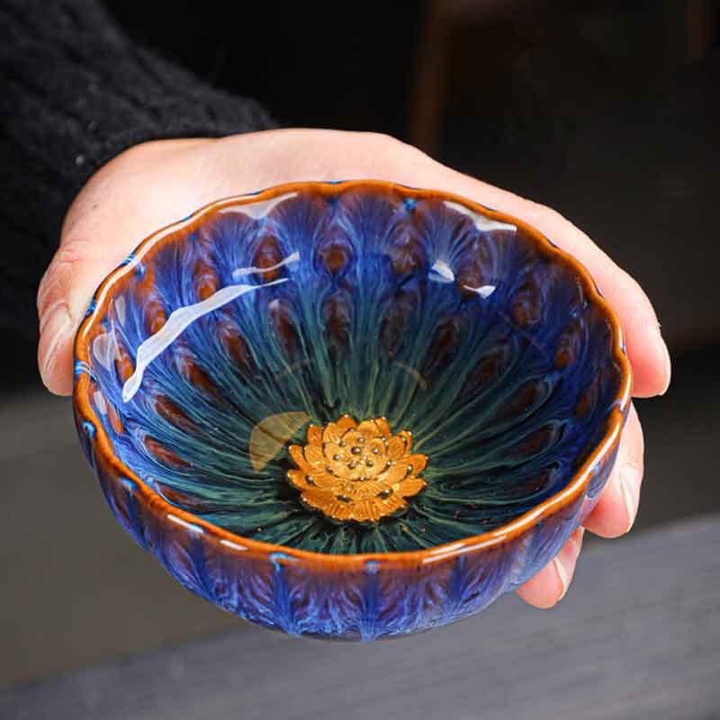Fambe Lotus Tenmoku Jian Bowl Ceramic Tea Cup-3