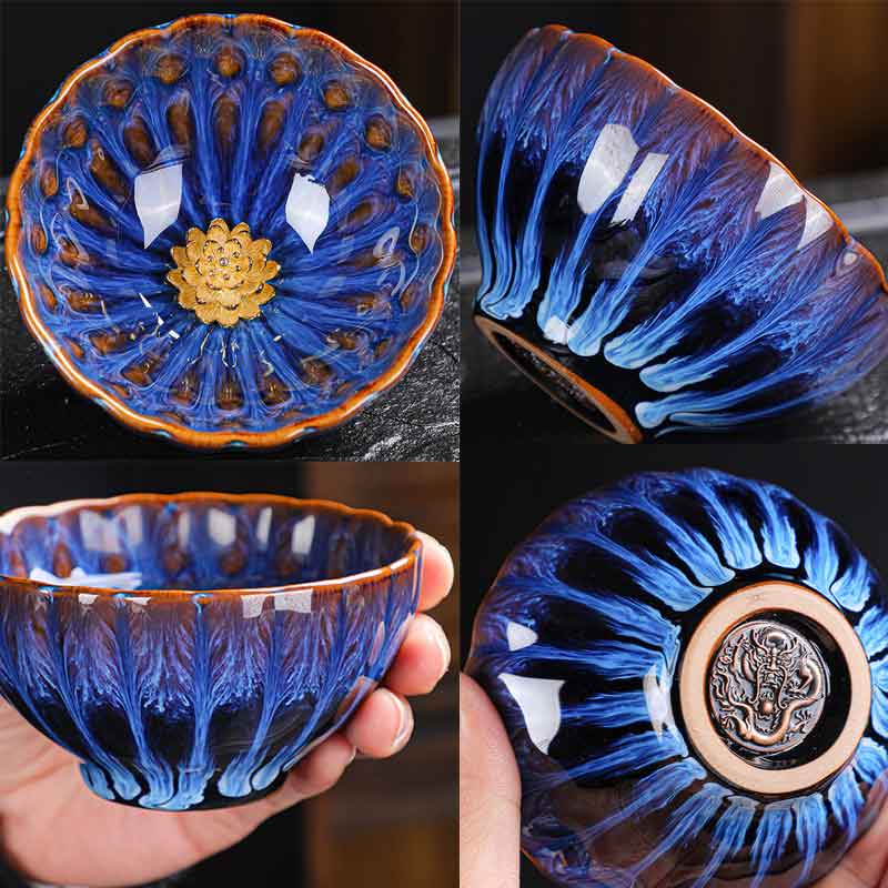 Fambe Lotus Tenmoku Jian Bowl Ceramic Tea Cup-7