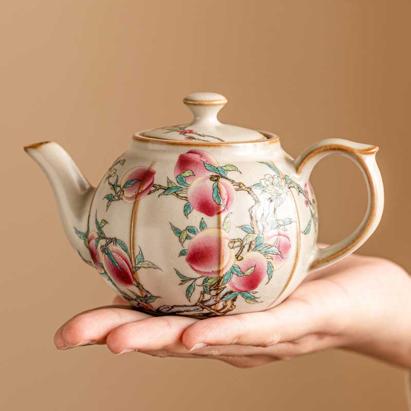 Famille-Rose-Nine-Peach-Ceramic-Teapot-220ml-1