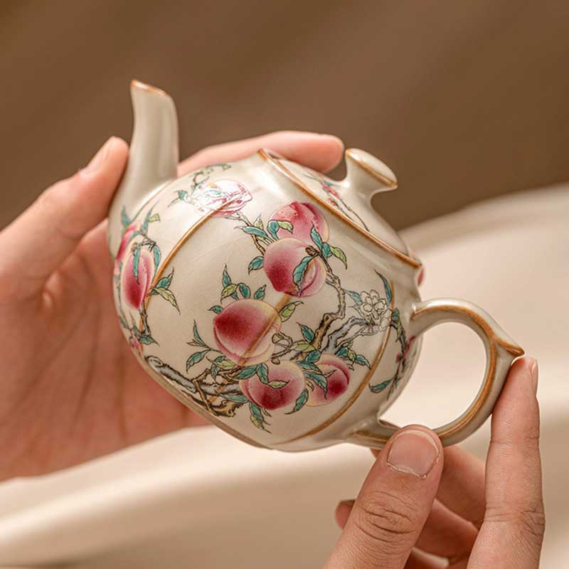 Famille-Rose-Nine-Peach-Ceramic-Teapot-220ml-5