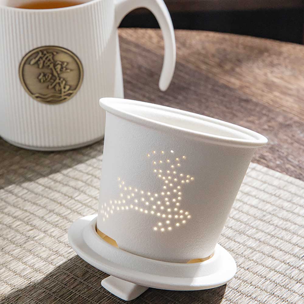 Good Luck Ceramic Tea Cup Mug with Tea Strainer-5