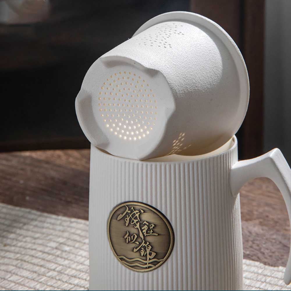 Good Luck Ceramic Tea Cup Mug with Tea Strainer-7