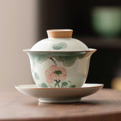 Hand Drawn Lotus Ceramic Gaiwan-6
