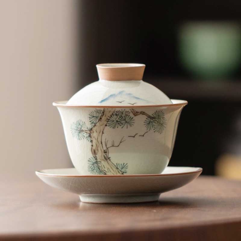 Hand Drawn Lotus Ceramic Gaiwan-9