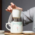 Hand Painted Lotus Ceramic Tea Cup Mug with Tea Strainer-1