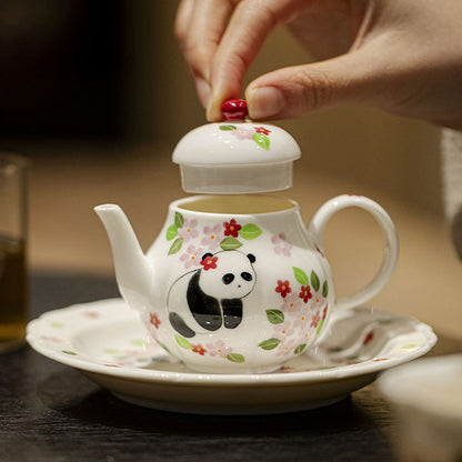 Hand-painted Panda and Flower Ceramic Teapot 130ml-3