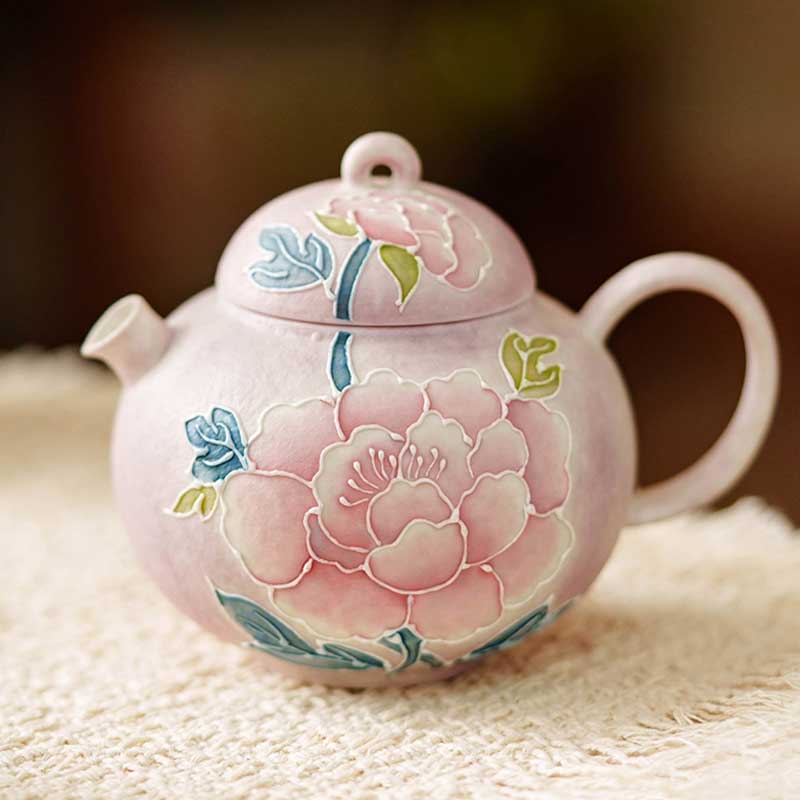 Hand-painted-Peony-and-Butterfly-Ceramic-Teapot-145ml-1