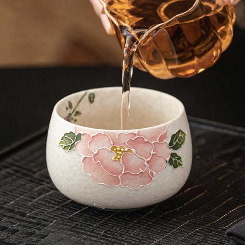 Hand-painted-Relief-Peony-Luohan-Ceramic-Teacup-141ml-3