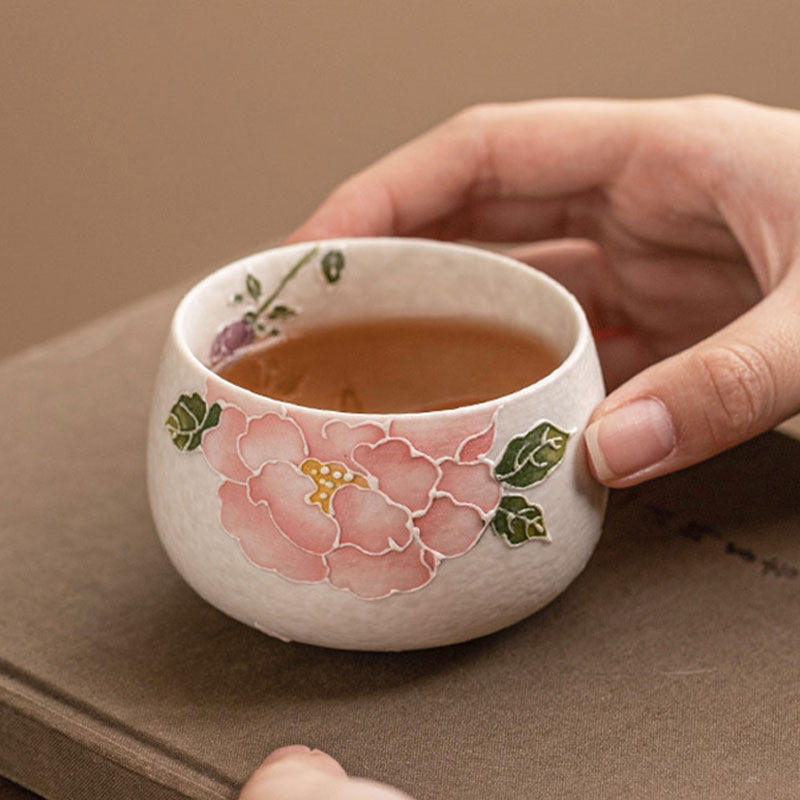 Hand-painted-Relief-Peony-Luohan-Ceramic-Teacup-141ml-4