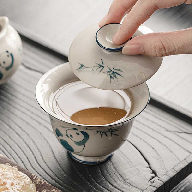 Handmade Panda Ceramic Gaiwan-1
